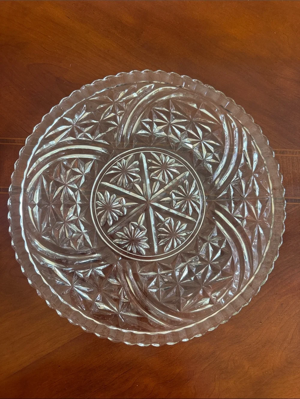 Vintage Anchor Hocking Stars & Bars pressed glass serving platter